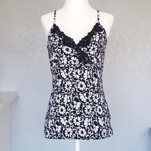WHBM Black & White Floral Cami